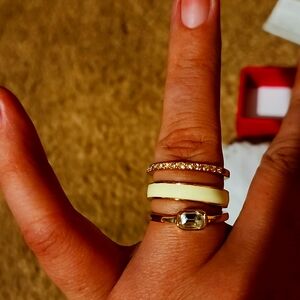 Gold tone and ivory ringset size 10